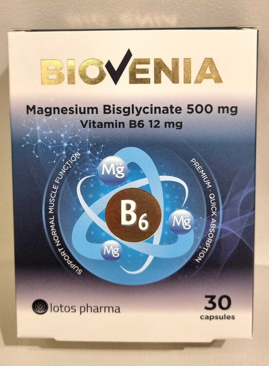 BIOVENIA Magnija bisglicināts kapsulas N30 Magnesium Bisglycinate Dubaijas magnijs