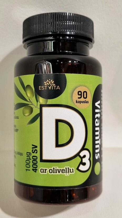 Vitamīns D3 4000 SV (100mcg) olīveļļā 90 kapsulas