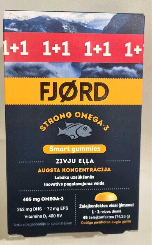 FJORD Strong Omega-3 Smart Gummies 45+45 gab. želejas konfektes