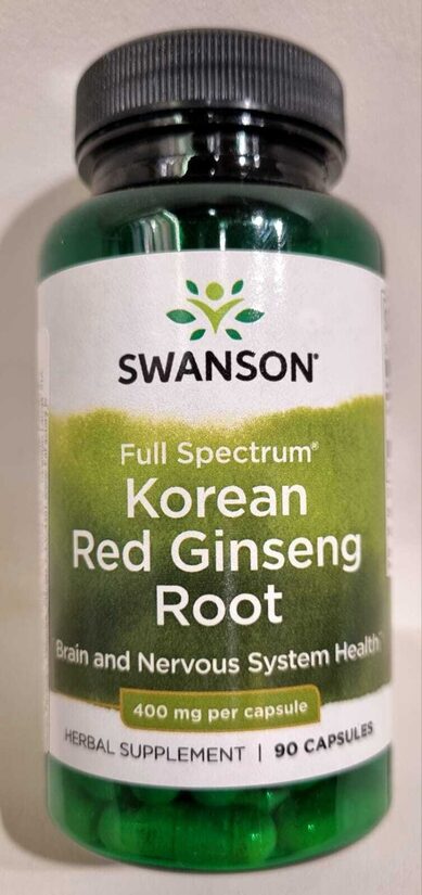 SWANSON Korejas žeņšeņ Korean Red Ginseng Root 400mg kapsulas N90
