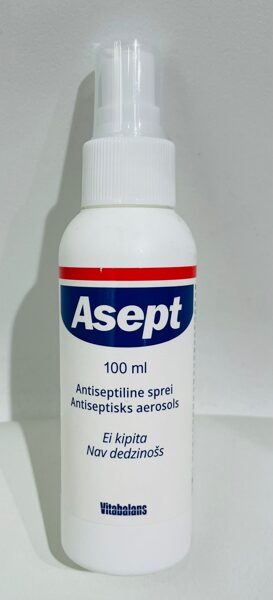 Asept spray antiseptisks šķīdums, 100 ml