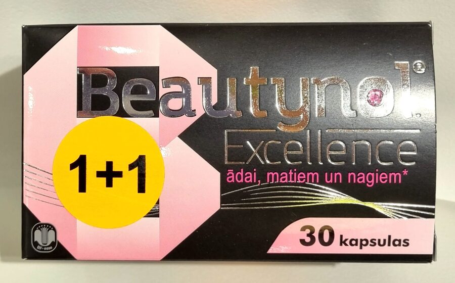 Beautynol Excellence N30 kapsulas, 1+1 komplekts Matiem, nagiem, ādai