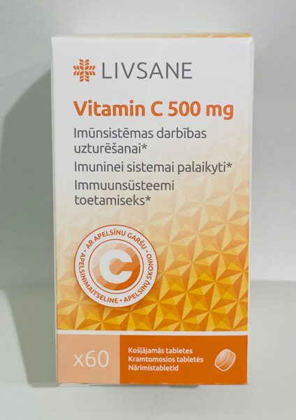 LIVSANE C vitamīns 500mg košļājamās tabletes N60