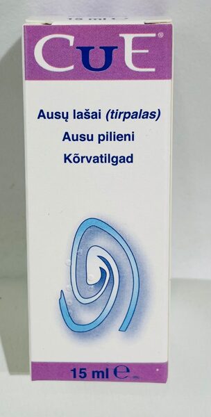 CuE ausu pilieni kairinājuma mazināšanai, 15 ml