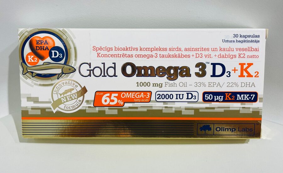 Olimp Labs Gold Omega 3 D3+K2, 30 kapsulas