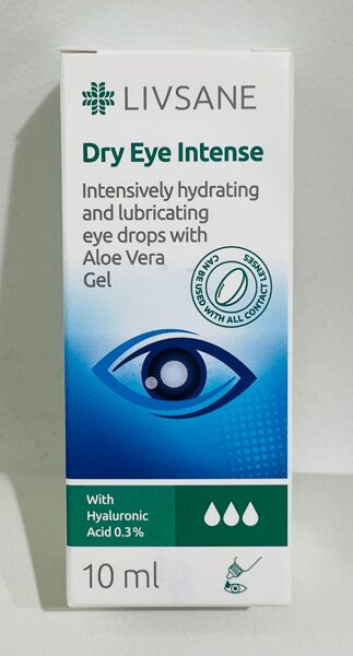 LIVSANE Dry Eye Intense acu pilieni ar Aloe Vera gelu 10 ml