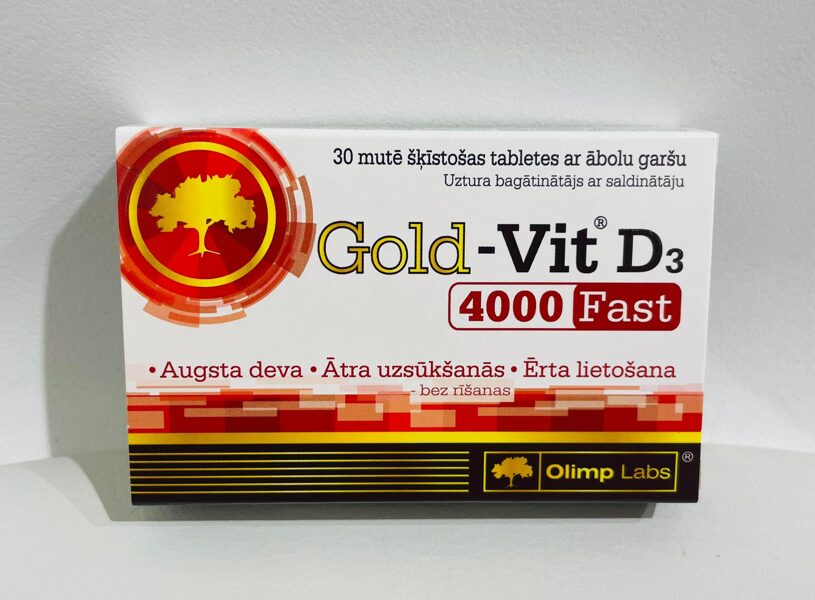 Olimp Labs Gold - Vit D3 4000IU mutē šķīstošas tabletes ar ābolu garšu, 30 tabletes