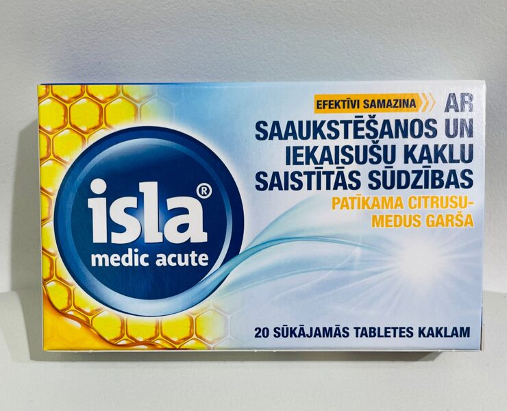 ISLA Medic Acute ar citrusa un medus garšu, 20 sūkājamās tabletes