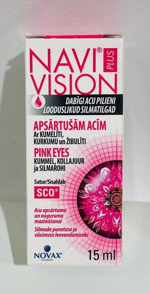 NAVI VISION PLUS APSĀRTUŠĀM ACĪM acu pilieni 15 ml