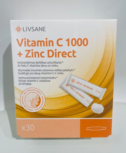 LIVSANE C vitamīns 1000mg+Zn Direct pulveris N30