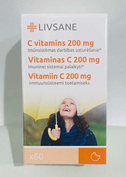 LIVSANE C vitamīns 200mg tabletes košļājamās N60